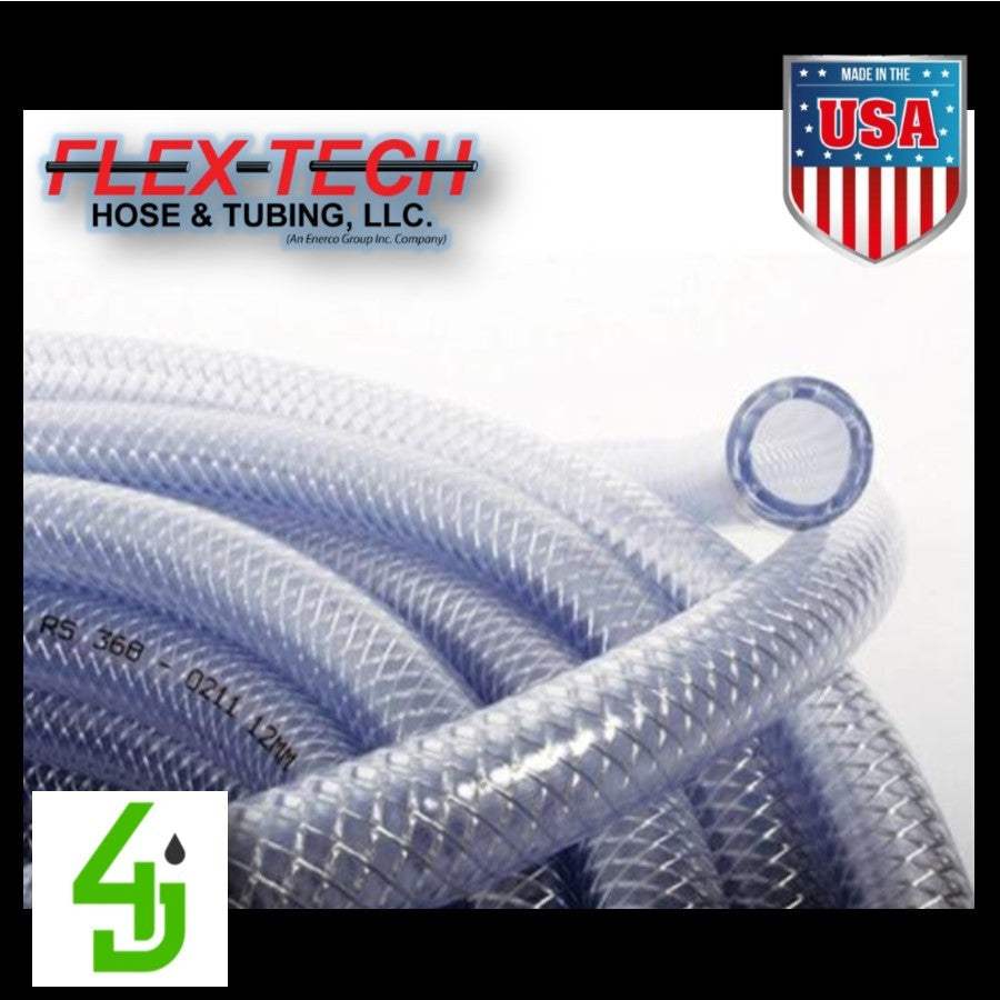 Clear 3/8 inch FDA and NSF/ANSI 51 compliant braided reinforced hose by the foot