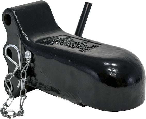 2-5/16 inch steel trailer coupler with 25,000 lb capacity and one-hand latch mechanism