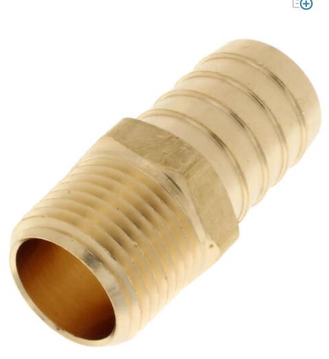 Brass Hose Barb 1/2 Inch MPT x 3/4 Inch Hose Barb