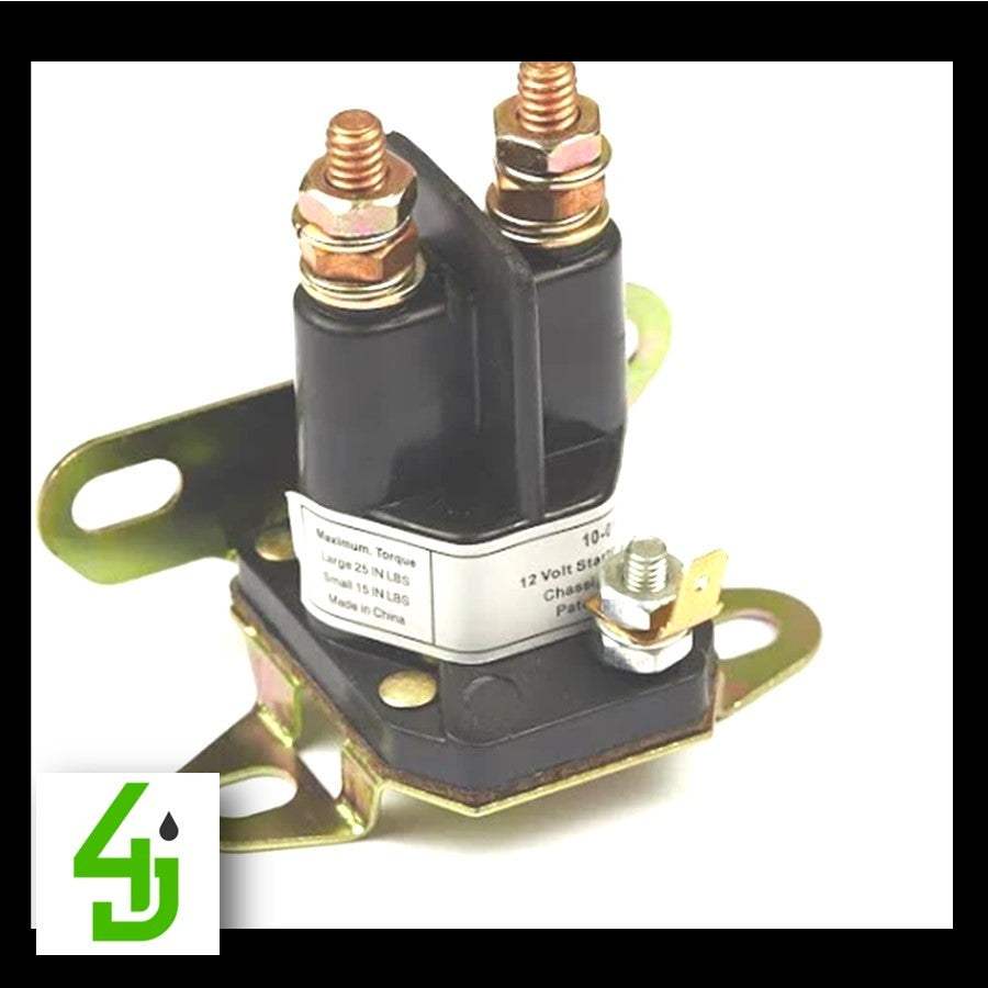 Single terminal starter solenoid for multiple mower brands including Ariens, Husqvarna, and Toro