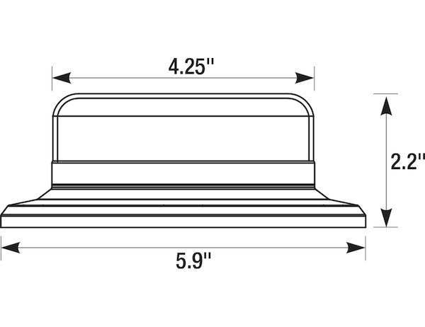 Low Profile 6 inch amber LED beacon with dome lens and 3 flash patterns for work trucks and snow plows