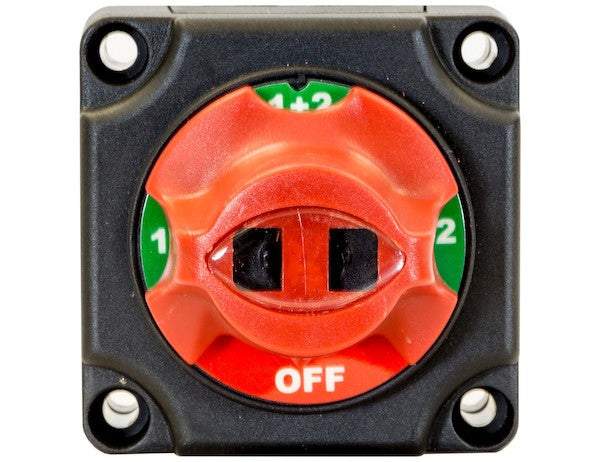Dual Battery Isolator Switch 6391050 black rotary switch for multi-battery vehicles with 300A continuous current and IP54 rating