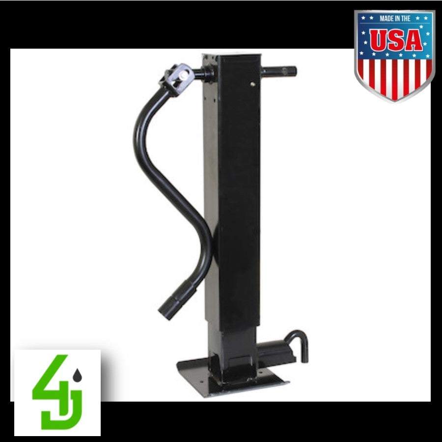 12 Inch Heavy-Duty Side Pin 4 Inch Square Jack with Handle, black powder-coated steel, 12000 lb capacity