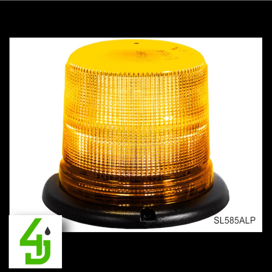 LED amber beacon SL585ALP with 5.5x4.5 inch size, SAE J845 Class 1 certified, 11 flash patterns, 3-bolt mount, for work trucks and construction vehicles