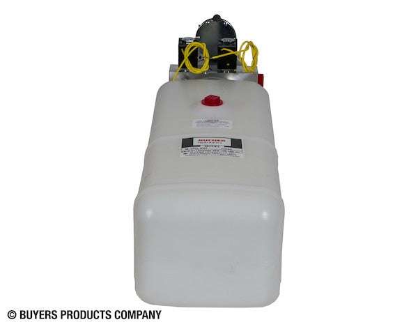 PU642LR 4-Way DC Power Unit with electric controls and 1.5 gallon horizontal poly reservoir for heavy-duty applications