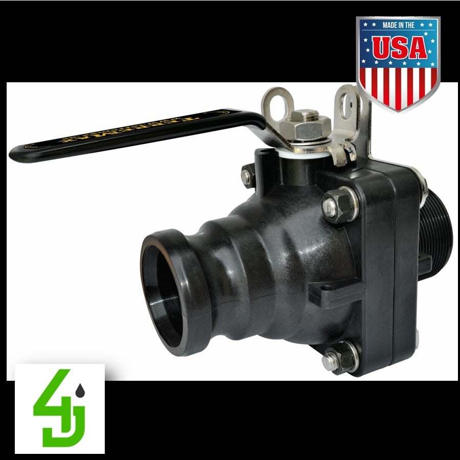 Ball Valve SS Short Series 3-inch male adapter with locking handle and stainless steel components