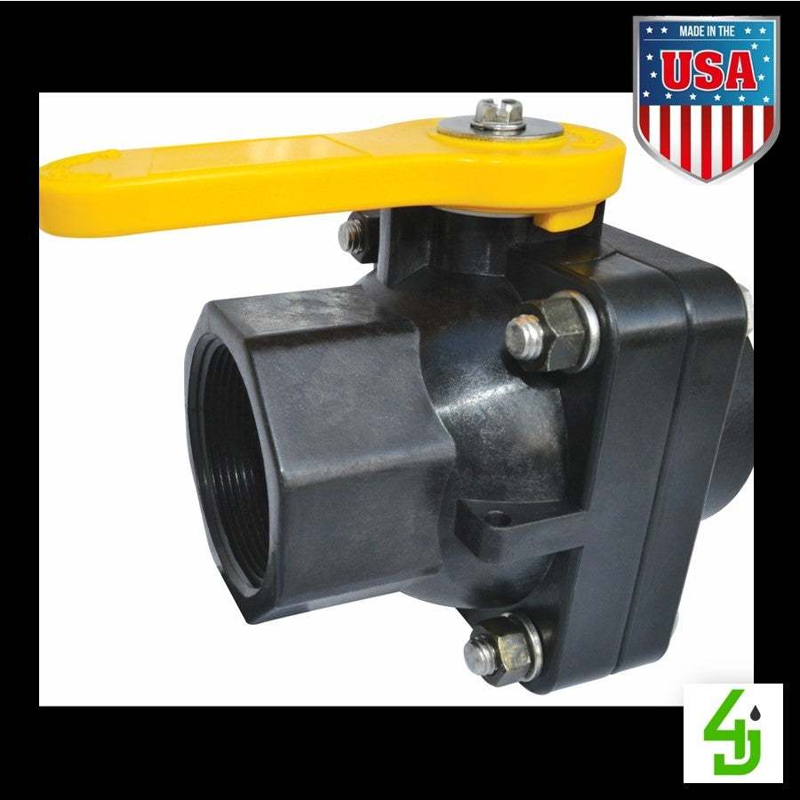 Poly Ball Valve short series 2 inch female NPT full port VS204FP in polypropylene