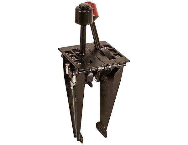 PTO-Hoist B-Series dual lever control unit with red and black knobs for 1/4-28 threaded cable, zinc alloy construction, for PTO and hoist applications
