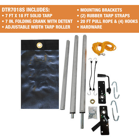 Aluminum Tarp System with Solid Tarp - 7 FT X 18 FT - DTR7018S