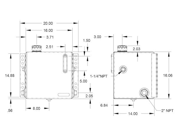 15 Gallon Side Mount Steel Hydraulic Reservoir With 25 Micron Filter p/n: SMR15SF25