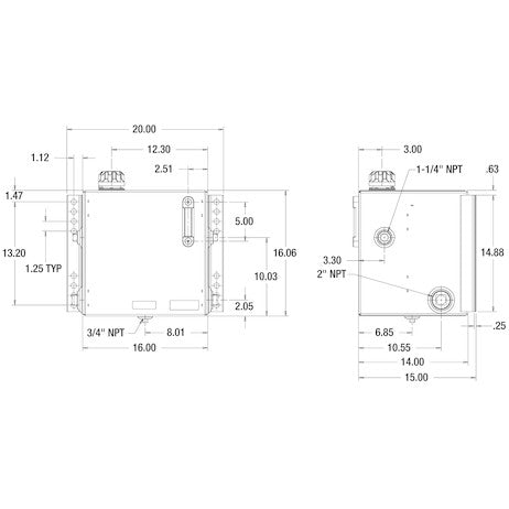 15 Gallon Side-Mount Steel Reservoir p/n: SMR15S