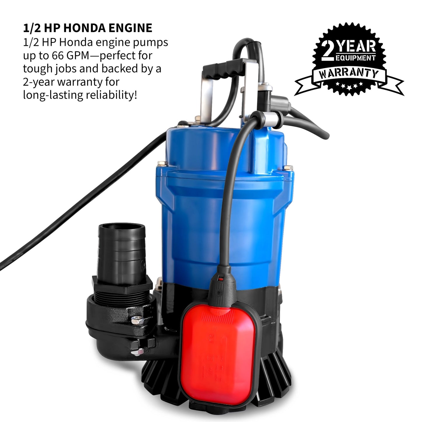 1/2 HP Submersible Trash Water Pump 2" Outlet 66 GPM 400W Electric Utility Dewatering Pump Basement Flooding Construction Sites Irrigation Drainage