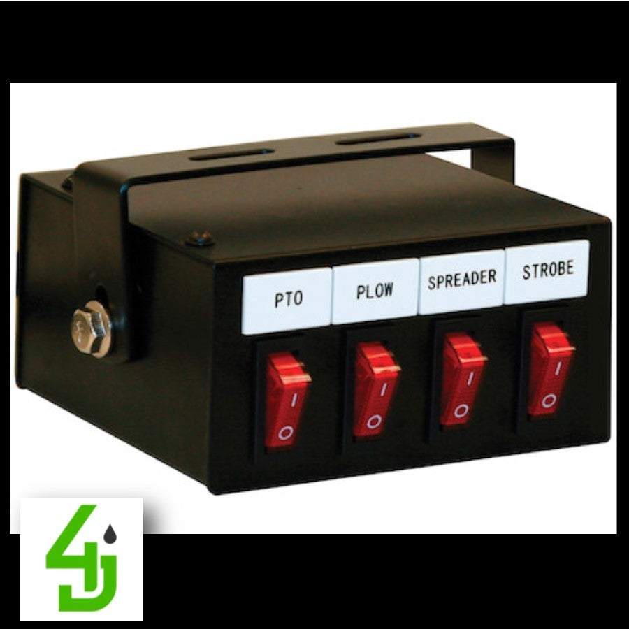 4 Function Pre-Wired Switch Box with backlit buttons and concealed wiring for truck auxiliary controls