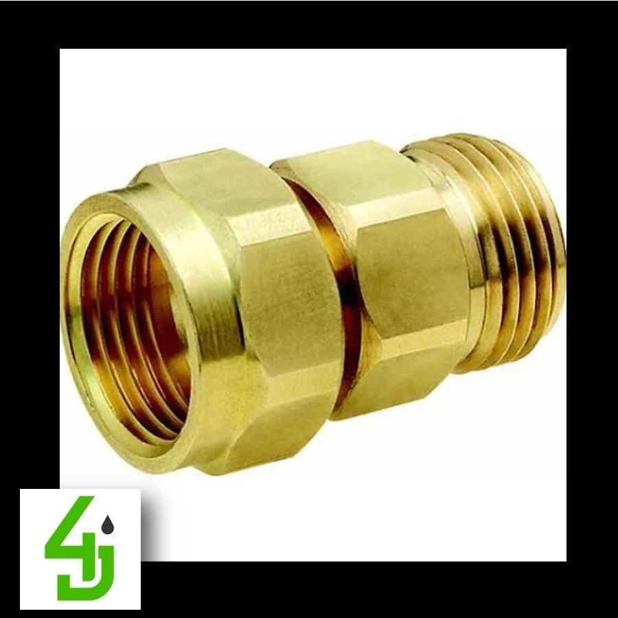 3/4 Inch X 3/4 Inch MF Brass Swivel - Fits Garden Hose image 0
