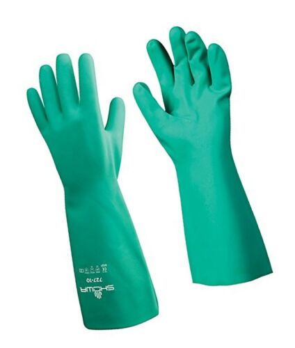 Twelve Pack Green Showa 729 Unlined 15 Mil Nitrile Gloves - Size XXL
