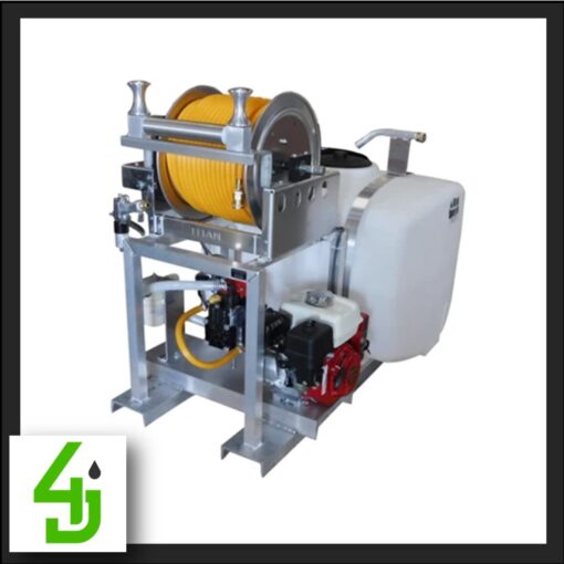 100 Gallon Skid Sprayer with 10 gpm Diaphragm Pump & Electric Hose Reel 100P7038EHGFP w/Electric Start Engine