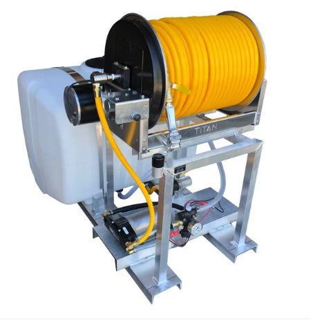 100 Gallon Skid Sprayer with Pumptec 350U 12V Pump & Electric Hose Reel
