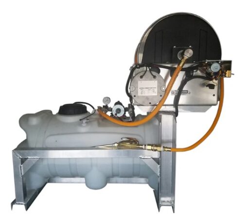 25 Gallon Skid Sprayer w/ 3.5 GPM 12V Electric Pump & Electric Hose Reel with 300' of 3/8" ID Hose