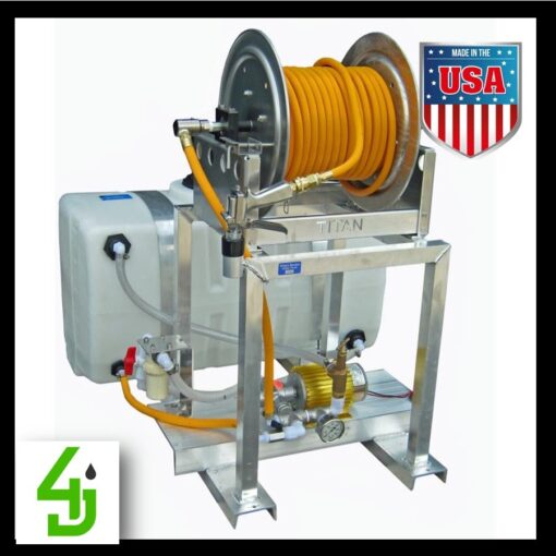 50 Gallon Electric Skid Sprayer with 4101XL-AE2H Roller Pump & Manual Hose Reel 50P4101XLE27