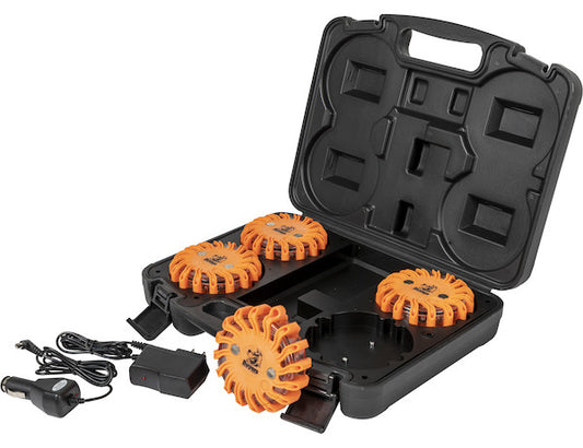4 Inch Round Rechargeable Strobe/Flare Kit With 4 Flares And Charging Case 8891017