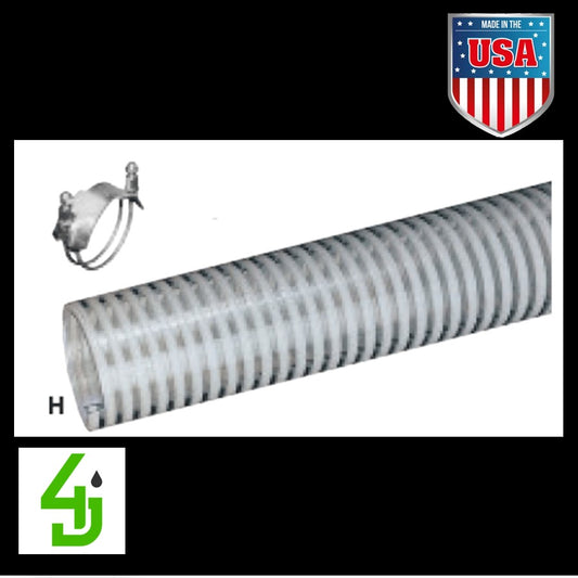 Kuriyama Tigerflex PVC Suction Hose H (White Stripe) 1-1/4 Inch x 100 foot
