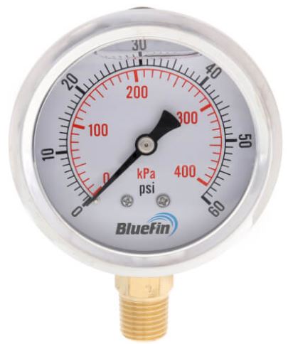 Liquid Filled 2.5 Inch Bottom Mount 60 PSI Pressure Gauge (Z-Sprayer part number 60032)